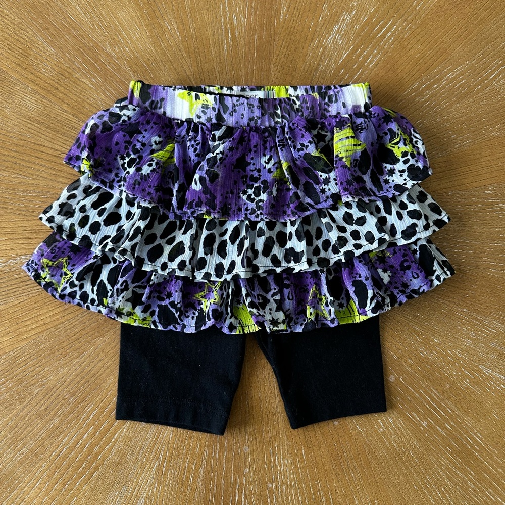 Purple and Black Ruffle Skirted and Leggings